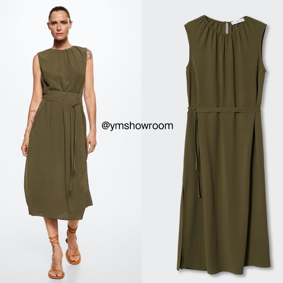 MANGO Belted midi dress - Picture 1 of 5